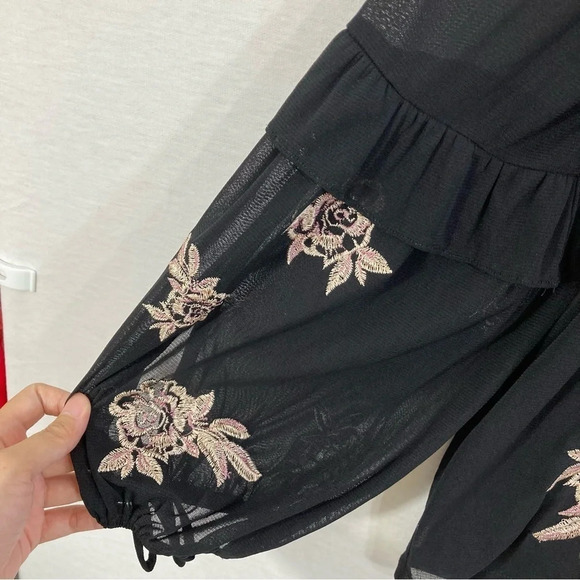 Style & Co Floral Embroidered Stretchy Long Sleeve Blouse Size XXL - Picture 4 of 10